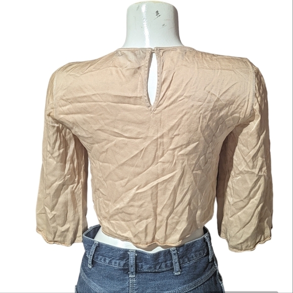 Zara Satin Effect Wrap Blouse, Blush, Size Small - Picture 2 of 5